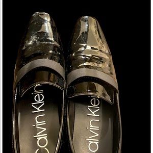 Mens black patent leather Calvin Klein dress shoes perfect for tuxedo/suit